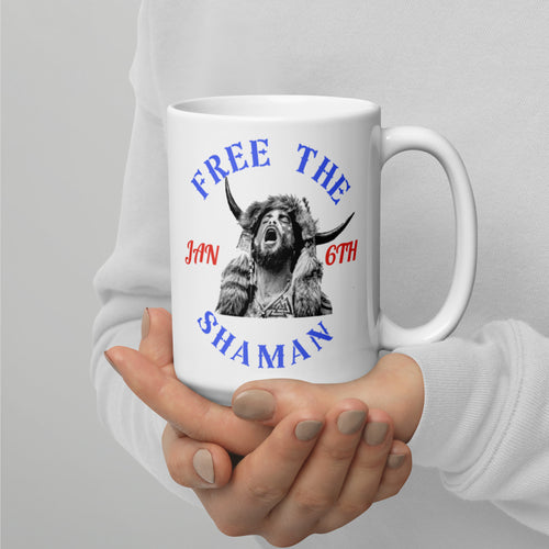 Free the Shaman White glossy mug